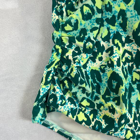 Serra One Piece Green Leopard Print Keyhole Swimsuit Large - Picture 4 of 9